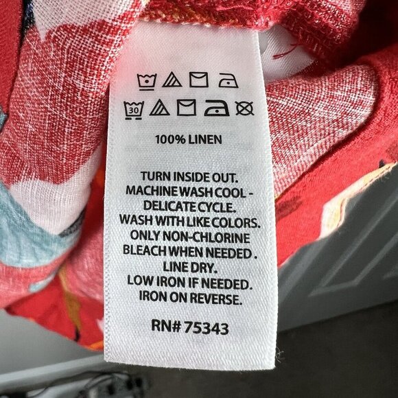 Sigrid Olsen Linen Trapeze Dress Orange Floral Tropical Island Vacation Beachy - Picture 7 of 8